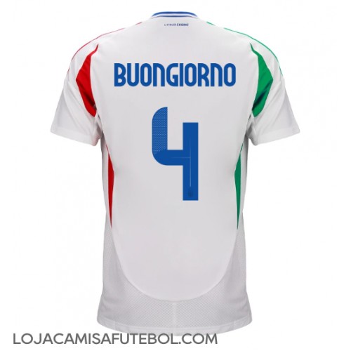 Camisa de Futebol Itália Alessandro Buongiorno #4 Equipamento Secundário Europeu 2024 Manga Curta